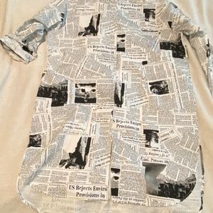 Newsprint button up dress (One-size)